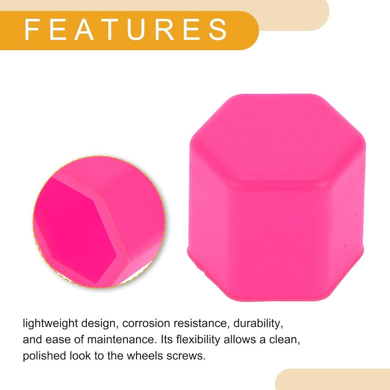 Partuto 20 Pcs Wheel Lug Nut Bolt Rims Tire Nut Screws Dust Cap Cover Nut Protection Silicone Fluorescent Pink 2.2x17x20mm - Image 5